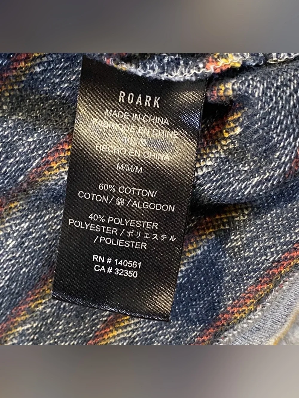 Roark Revival Harris Crew Long Sleeve Gray/Orange Sweatshirt Men’s Medium